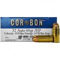 32 Auto [ACP] 60gr JHP Corbon Ammo | 20 Round Box