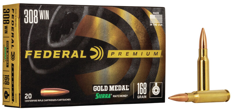 308 Win (7.62x51mm) 168gr BTHP Federal Gold Medal Match Ammo [20 rd Box]