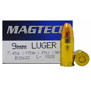 9mm Luger [9x19mm] 115gr FMJ Magtech Ammo | 50 Round Box