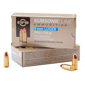 9mm Luger [9x19mm] 158gr FMJ PPU Ammo | 20 Round Box