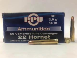 22 Hornet 45gr SP PPU Ammo | 50 Round Box