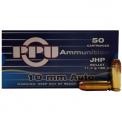 10mm Auto 180gr JHP PPU Box | 50 Round Box