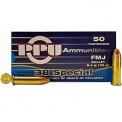 38 Special 130gr FMJ PPU Ammo | 50 Round Box 