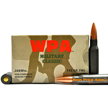 308 Win [7.62x51mm] 145gr FMJ Wolf MC Ammo | 500 Round Case