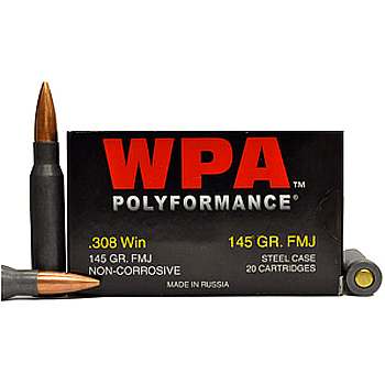 308 Win [7.62x51mm] 145gr FMJ Wolf WPA Polyformance Ammo | 20 Round Box