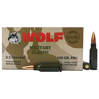 6.5 Grendel 100gr FMJ Wolf Military Classic Ammo | 20 Round Box