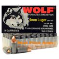 9mm Luger [9x19mm] 115gr FMJ Wolf Performance Ammo | 1000 Round Case